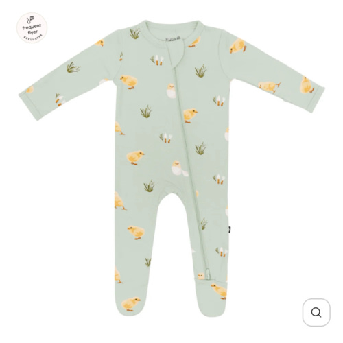 Zippered Footie in Aloe Chick, 6-12M