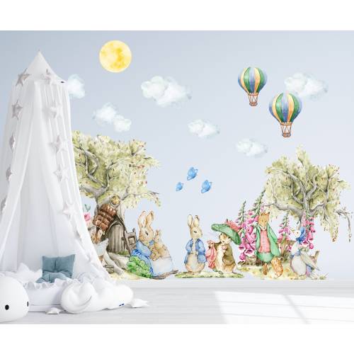 Peter Rabbit Wall Decal, Rabbit wall art decal , Cartoon Kids Wall Decal, Rabbit Nursery Decal, Oilandia