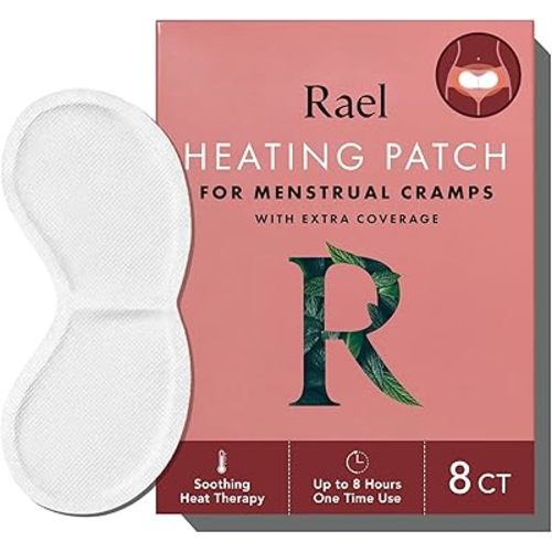 Rael Herbal Heating Patches, Period Cramps Relief, Heat Therapy, Ultra Thin Design, Large Size for Extra Coverage, All Skin Types (8 Count)