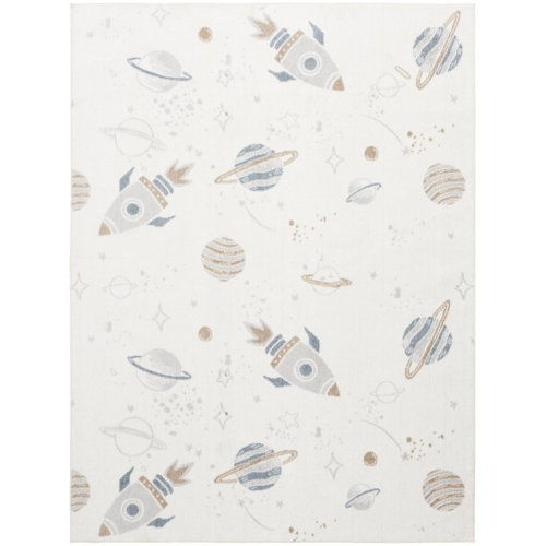 Dakota Fields Burrillville Machine Washable Ivory Multicolor Kids Indoor Rug
