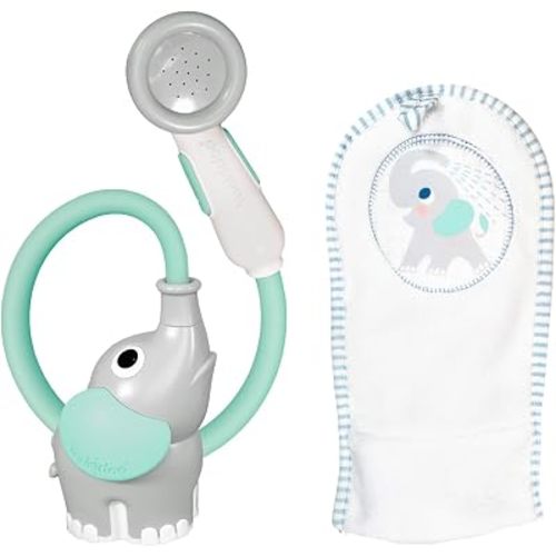 Yookidoo Baby Bath Shower Head - Elephant Water Pump and Trunk Spout Sprayer - One Handed Flow Control for Newborn Babies in Tub Or Sink (Turquoise)