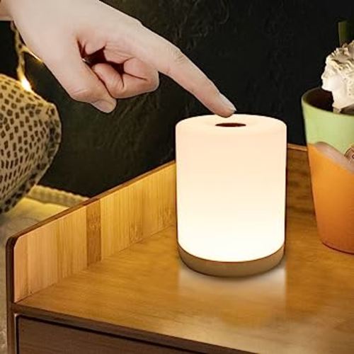 Mini Night Light, Soft Dim Lamp, Small Cordless Touch Night Light Dimmable Portable Rechargeable Battery Operated, Wireless Bedside Table Lamps for Baby Nursery, Bedroom, Hallway