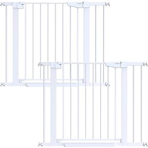 Cumbor 2 Pack 29.7-40.6" Baby Gate for Stairs, Mom's Choice Awards Winner-Dog Gate for Doorways, Pressure Mounted Self Closing Pet Gates for Dogs Indoor, Safety Child Gate with Easy Walk Thru Door