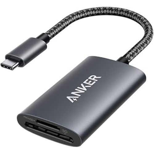 Anker USB-C SD 4.0 Card Reader, PowerExpand+ 2-in-1 Memory Card Reader, for SDXC, SDHC, MicroSD, MMC, RS-MMC, Micro SDXC, Micro SDHC, UHS-II, and UHS-I