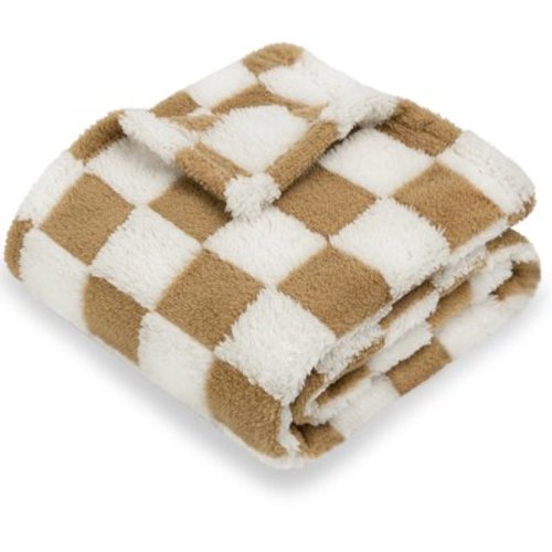 Homritar Baby Blanket for Boys Girls 3D Reversible Fleece Fluffy Blanket with Grid Pattern, Soft Warm Cozy Fuzzy Blanket, 30 x 40 Inch