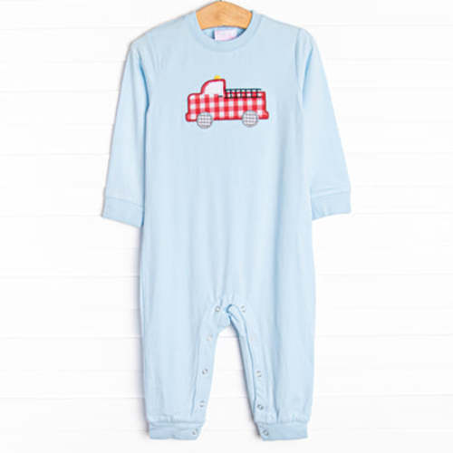 Firehouse Hero Applique Romper, Blue – Stitchy Fish