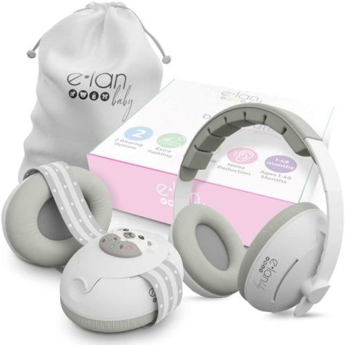 Elan Baby 2-1 Ear Muffs For Baby Ear Protection, Lightweight Earmuffs With Ultra Soft Fabric To Prevent Irritation, Protecting Little Ears Everywhere