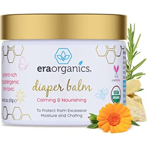 Era Organics Baby Diaper Balm - Extra Soothing and Nourishing USDA Organic Diaper Cream for Dry, Sensitive Skin. All Natural Baby Balm to Help Excess Moisture, Rash and Chafing Baby Ointment
