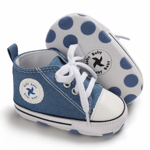 Sekantrol Unisex Baby Girls Boys Shoes Infant Soft Sole Canvas Newborn First Walkers High Top Anti-Slip Sneakers
