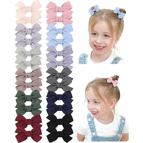 doboi 24PCS 2'' Baby Hair Bows Clips Fully Lined Solid Ribbon Mini Clip Bows for Baby Girls Teens Infants Kids Toddlers Newborn