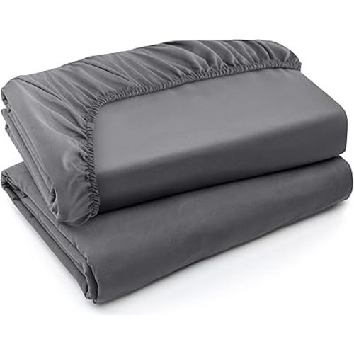Utopia Bedding King Fitted Sheets - Bulk Pack of 2 Bottom Sheets - Soft Brushed Microfiber - Deep Pockets - Shrinkage & Fade Resistant - Easy Care (King, Grey)
