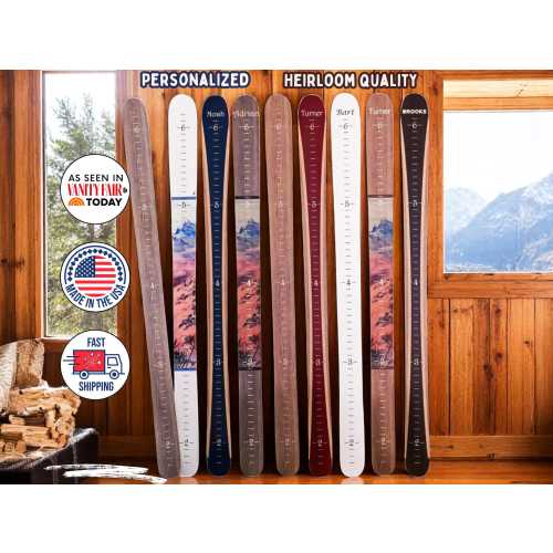 Wooden Growth Chart for Kids Ski Decor Wood Height Chart Personalized Child Growth Ruler Baby Shower Gift Mountain Nursery Theme Adventure