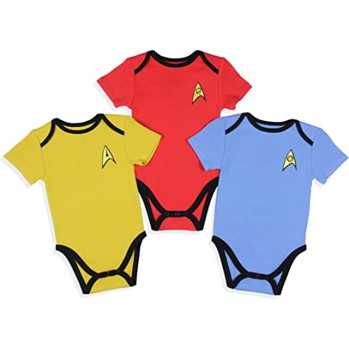 Star Trek Infant Boys' Primary Colors Crew Uniform Red Gold Blue Sleeper 3 Pack Sleep Pajama