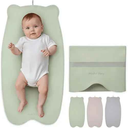 Blissful Diary Vegan Leather Portable Changing Pad, Wipeable & Waterproof Baby Change Mat in Diaper Bag, Travel Essential & Registry Gift, Light Green