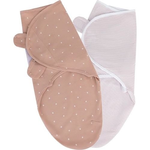 Ely's & Co. Adjustable Swaddle Blanket Infant Baby Wrap 2 Pack (Pink Tulip, 0-3 Months)