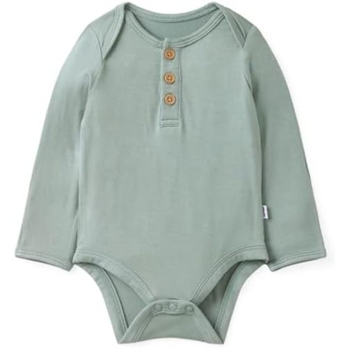Little Sleepies Newborn Henley Bodysuit, Soft Viscose from Bamboo Long Sleeve Bodysuit for Baby Boys & Girls, Baby Clothes