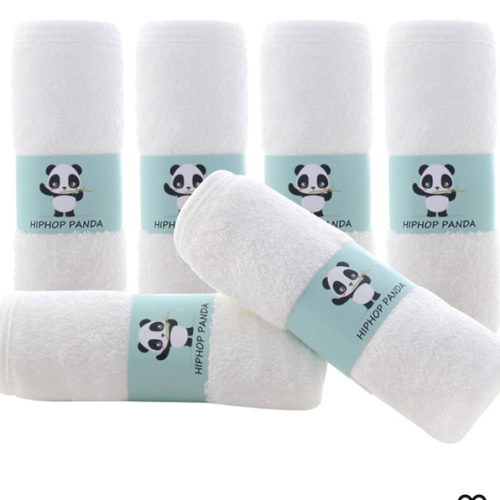 HIPHOP PANDA Baby Washcloths, Rayon Made from Bamboo - 2 Layer Ultra Soft Absorbent Newborn Bath Face Towel - Reusable Baby Wipes for Delicate Skin - White, 6 Pack