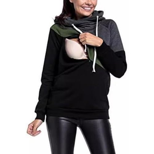 Nursing Sweatshirts for Breastfeeding, Women's Maternity Nursing Sweatshirt Hoodie Breastfeeding Sweatshirt withZipper