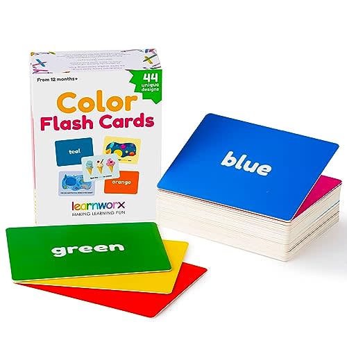 Color Flashcards for Toddlers - 44 Color Cards to Help Learn Colors & Words - Thick Color Learning Cards - Includes Simple & Advanced Colors
