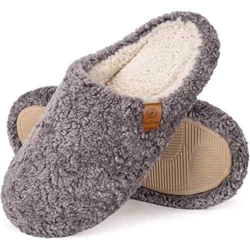 EverFoams Women's Fuzzy Slip-on Slippers Soft Comfy Memory Foam Indoor House Shoes