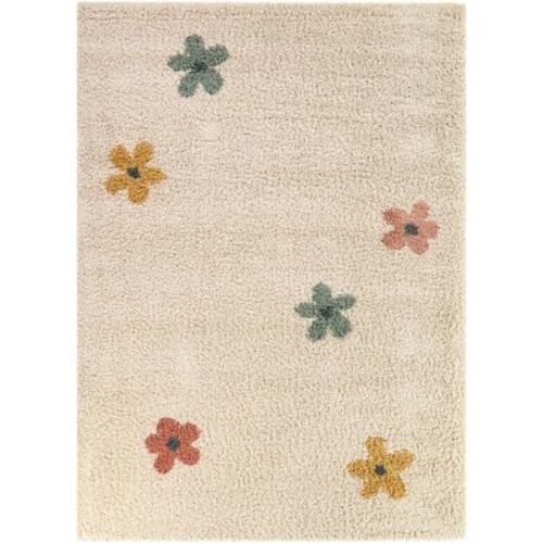 Balta Rugs 5'3"x7' Gardner Floral Kids' Rug Cream: Stain & Fade-Resistant, High Pile, Pet Friendly, Tufted Polyester