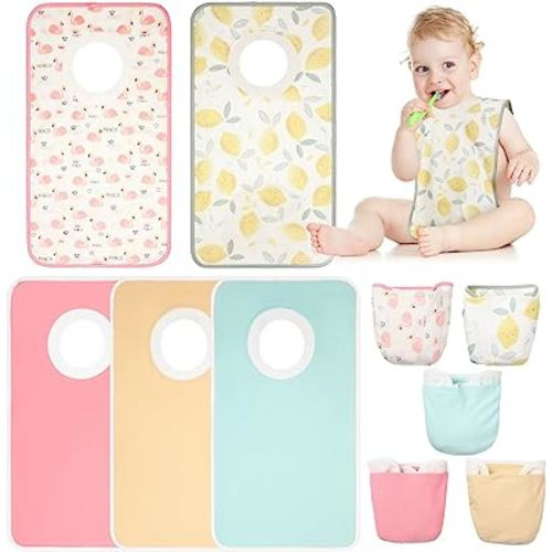 5 Pcs Pullover Bibs for Babies Large Towel Bibs Soft Absorbent Full Coverage Bibs for Toddler Drooling Feeding