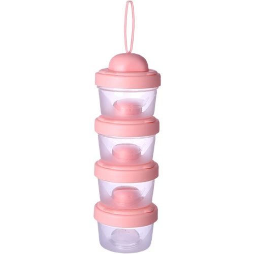 4 Layers Baby Milk Powder Formula Dispenser on The go, Baby Formula Containers for Travel, Formula Holder Mixer, Baby Feeding Snack Storage Container, Portable, Stackable, Non-Spill, BPA-Free