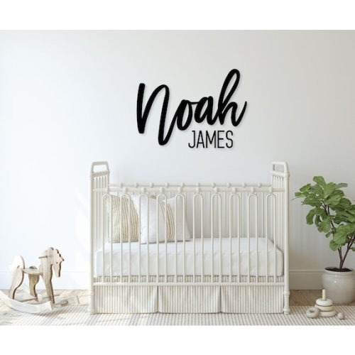 Wooden Baby Name Sign: Nursery Decor, First and Middle Name Cutout - Etsy