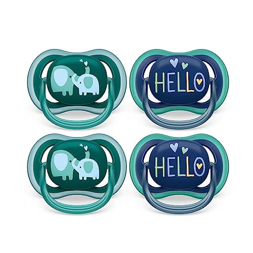 Philips Avent Ultra Air Pacifier - 4 x Light, Breathable Baby Pacifiers for Babies Aged 18 Months Plus, BPA Free with Sterilizer Carry Case, SCF349/20