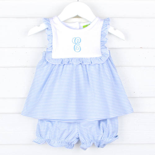 Stripe Knit Bib Bloomer Set in PINK - 6 or 9 months