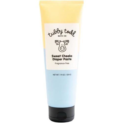 TUBBY TODD Sweet Cheeks Diaper Paste - Diaper Rash Cream with 14% Zinc Oxide - Hypoallergenic - For Soothing and Protecting Sensitive Skin - Fragrance Free - 7.9 Fl Oz