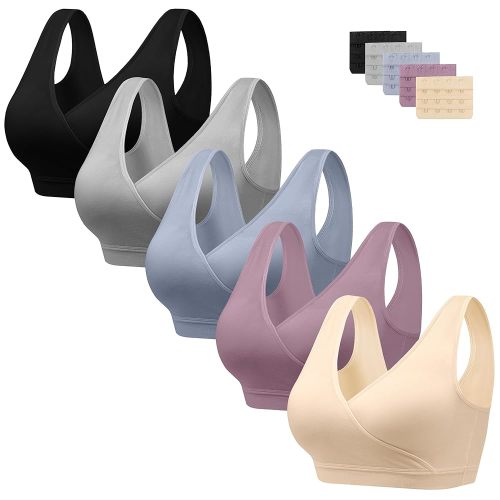 HBselect 5 Pack Nursing Bras for Breastfeeding, Maternity Nursing Sleep Bra Wireless Pregnancy Sleep Bralette