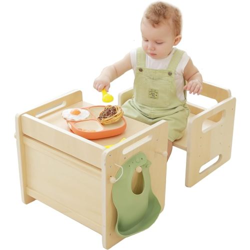 Montessori Weaning Table and Chair Set - Adjustable Design for Toddlers, Ideal for Mealtime, Learning, and Play