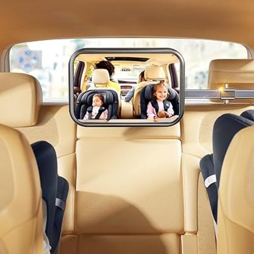 Baby Car Mirror, Stretchable 360° Caring Baby Mirror for Car Seat Rear Facing Seat Infant Shatterproof, Baby Essentials for Newborn, Crash Tested and Certified