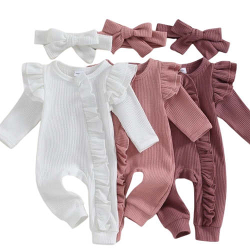 2pcs Waffle Ruffle Onesie