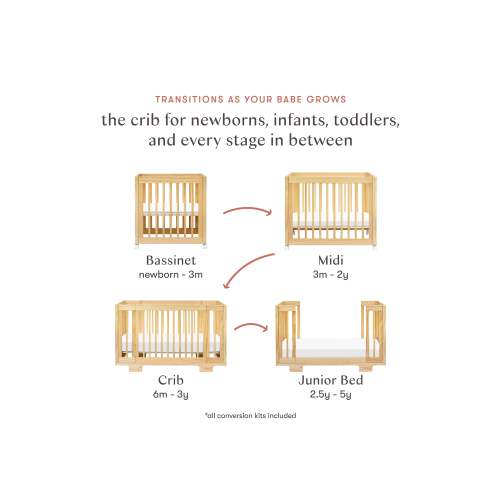 YUZU 8-IN-1 CONVERTIBLE CRIB WITH ALL AGES CONVERSION KITS - NATURAL