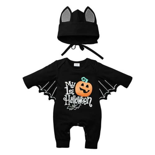 GYRATEDREAM My First Halloween Outfits Bat Costume Newborn Infant Baby Boy Girl Clothes Jumpsuit Bodysuit Romper with Hat 0-18 Months
