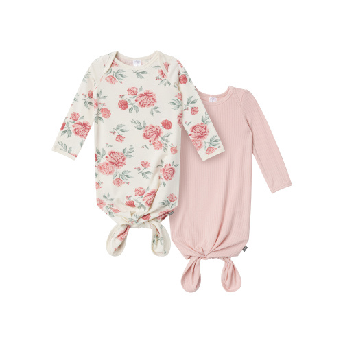 Modern Moments by Gerber Baby Neutral Knotted Gown With Mittens, 2-Pack, Newborn - 0/3 Months