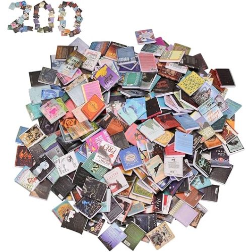 200PCS Book Miniatures Set, Mini Books for Anxiety Bookshelf, Dollhouse Decor, DIY Crafting, Mini House Decor