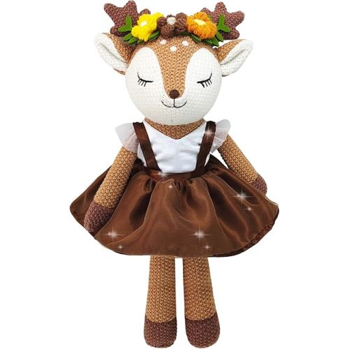 Deer Stuffed Animal, 17" Reindeer Plush Toys, Cute Stuffed Animals Deer Ballerina Doll, Stuffed Animals for Girls, Soft Plush Doll Animal Toy, Christmas Birthday Gifts for Baby Kids Girls