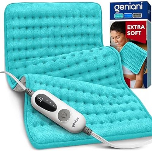 GENIANI Double Sided XL Heating Pad Electric for Lower Back Pain & Period Cramps Relief, Heat Pad with 3 Heat Settings for Neck & Shoulders, Heat Patches (12"x24" Viridian Green)