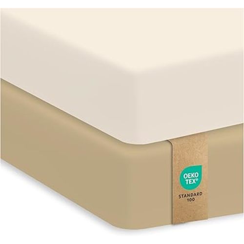 Sweety Fox 2-Pack Crib Sheets - Soft Cotton Jersey Fitted Sheets for Boys and Girls, Mini Crib Sheets, Toddler Bed Sheets (Pecan/Cream)