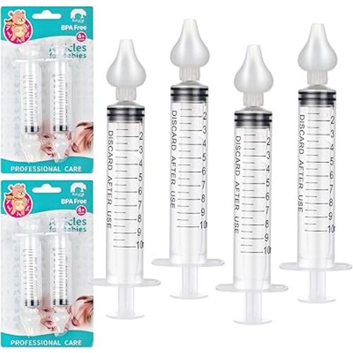 Baby Nasal Aspirator, Professional Infant Nose Cleaner Nasal Aspirator for Baby Compatible with Baby Saline Nasal Spray - BPA Free Silicon Tips, 4 Nasal Irrigation System
