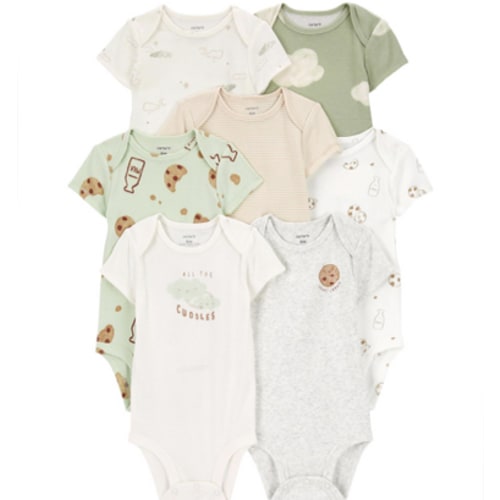 Baby 7-Pack Milk & Cookies Short-Sleeve Bodysuits