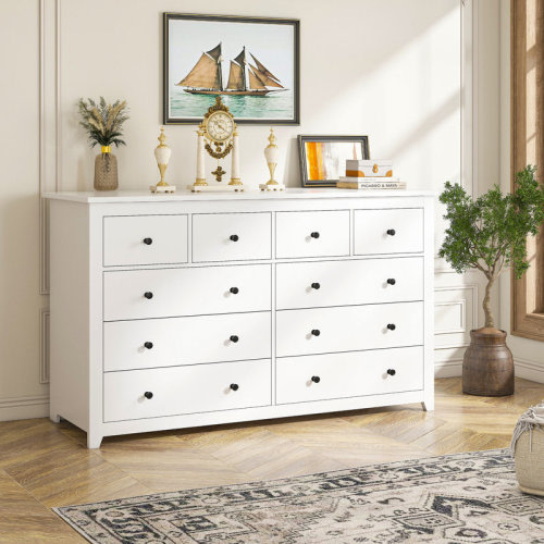 Winston Porter Eathen 52.2"W 10 Drawer Double Dresser & Reviews | Wayfair