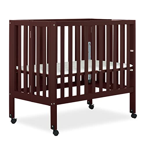 Dream On Me Jett Non-Full Size Folding Convertible Crib, Lightweight Portable Crib, Three Adjustable Mattress Height Settings, Easy to Fold Travel Crib, 1.5” Mattress Pad Included