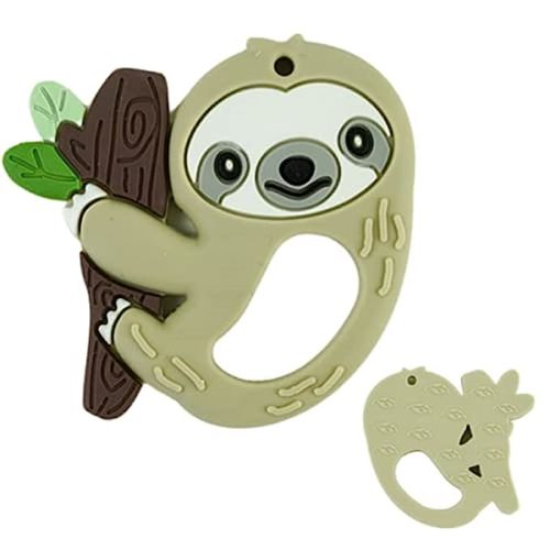 BUSY BABY Teething Toy - 2-in-1 Teether and Toy for Babies and Toddlers - As seen on Shark Tank - Made from 100% Food Grade Silicone - BPA Free and BPS Free - Dishwasher Safe - Sloth