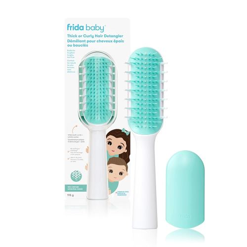 FridaBaby Thick or Curly Hair Detangling Kids Brush by Fridababy, Detangles Knots Without Tears or Breakage, Comb Teeth and Bristle Design