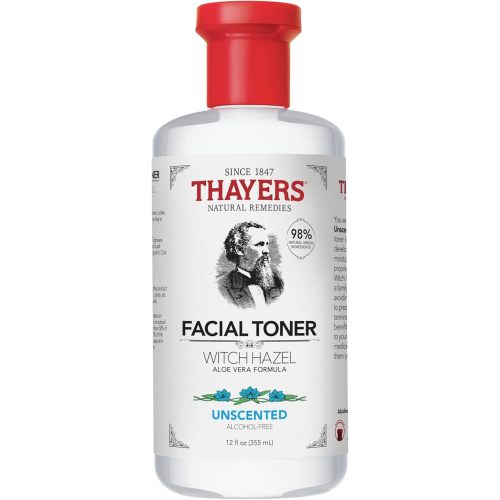 Thayers Alcohol-Free, Hydrating, Unscented Witch Hazel Facial Toner with Aloe Vera Formula, Suitable for All Skin Types, Even Sensitive, Dermatologist Tested For Safety, Vegan, Cruelty-Free, 355ml
