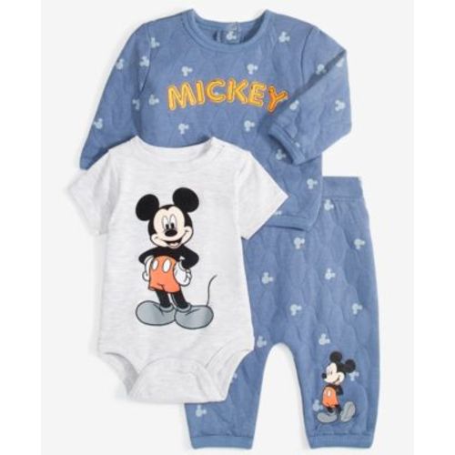 Baby Boys Mickey Mouse Quilted Shirt, Bodysuit & Pants Set